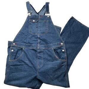 Gap Maternity Denim Blue Bib Overalls Size Large Straight Leg Adjustable Strap